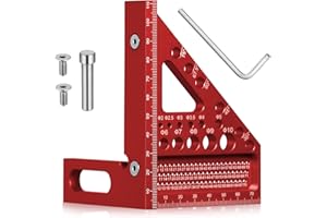 QINGYIWL 3D Squadra da Falegname, 22.5-90° Squadra da Carpentiere In Alluminio, Righello di Misurazione Multi-angolo, Squadretta Falegname per Carpentiere