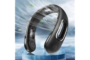 Dnenellr Ventilatore da Collo, Ventilatore Portatile Ricaricabile Senza Lama, Personale A Batteria Da 5200mAh, Indossabile a Mani Libere con 4 Velocità, Regolabile, Silenzios - Nero