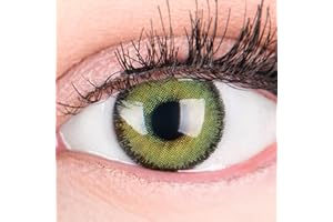 ‎GLAMLENS glamlens Farbige Grüne Kontaktlinsen Mirel Green Stark Deckende Natürliche Silikon Comfort Linsen - 1 Paar (2 Stück) Ohne Stärke 0.00 Dioptrien