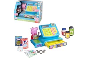 HTI Peppa Pig Toy Cash Register Set | Pretend Shopping Play Money Machine & Grocery Food Playset For Boys and Girls