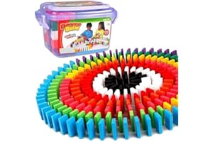 BAKAJI Confezione 200 Tasselli Gioco Domino Mattoncini in Legno Colorati Giocattolo Bambini per Costruzioni e Percorsi Effetto Domino Giochi di Abilità