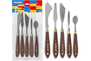 MEEDEN 5 Piezas Juego de Cuchillos de Pintura, Versátil Espátula de Acero Inoxidable, para óleo, Acrílico y Más