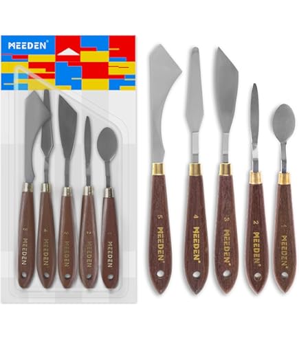 2 Palettes à Peinture En Acier Inoxydable N°5204 - Spatules Biseautées Avec Manche En Bois