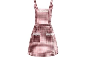Köksförkläde Bomull Dam, Rött, 77 x 79 cm | 2 fickor, För kök restaurang café hotell, För bakning och matlagning, Presentalternativ