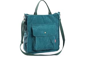 BLUEEE CHECKERS Cord Tasche Damen,Cord Umhängetasche Schultertasche Damen Shopper Lässige Tote Stofftasche für täglichen Gebrauch in Uni,Büro,Schule,Reisen & Einkaufen