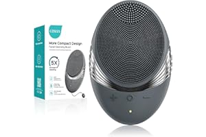 COSLUS Face Scrubber Facial Cleansing Brush: 5 Modes Rechargeable & IPX7 Waterproof​ for Sensitive Skin, Deep Cleaning Removing Blackhead Exfoliating Massaging Home Care & Business Travel​ (Black)