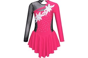 Alvivi Eiskunstlauf Kleid für Kinder Mädchen Ballettkleid Ballettanzug Gymnastikanzug Latein Tanzkleid Eislaufen Wettbewerb Tanzkleidung