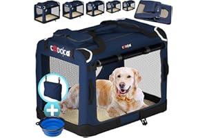 CADOCAŽ Cage de Transport XL Bleu pour Animaux Chien Chat Rongeur Respirant Pliable Sac de Transport Matelas Douillet