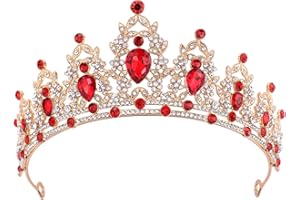 DRESHOW Corona de Cumpleaños para Mujeres Tiara de Cristal para Niñas Decoraciones para el Cabello Accesorios de Boda Corona de Purpurina Diademas para Fiestas de Princesas