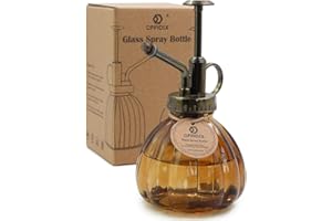 OFFIDIX Botella de rociado para riego de Vidrio, Spritzer Alto de Estilo Vintage de 6.3 Pulgadas con Bomba Superior de plástico de Bronce Botella con rociador Spary para jardinería (Marrón)