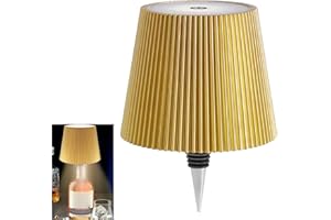 AIMARS Wireless Bottle Lamp, LED Wine Bottle Lamp, Rechargeable Touch Control Wireless Bottle Lampshade with 3 Color Temperatures, for Bedroom, Restaurant, Bar (Gold, 1-Pack)