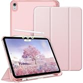 UnDePlus iPad Air 5. Nesil 10.9 ile uyumlu Kılıf Flip Cover Kalem B&ouml;lmeli PC Case-10.Nesil DEĞİL-A2588 A2589 A2591 Rose Gold