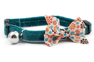 ANCOL Collar de Gato con Hebilla de Seguridad, Lazo Vintage, Color Verde Azulado