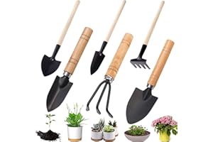Mainiusi Kinder Gartengeräte 6 Stück, Klein Gartenwerkzeug Set Klein Gartenwerkzeug Kinder, Gartenhacke Klein Gartenschaufel, Mini Handrechen Garten Werkzeug für Pflanzen, Umpflanzen, Erde Auflockern