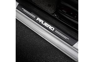 CWWHY 4 Pezzi Piastre di Protezione della Copertura Soglia battitacco Auto per Mitsu-bishi Pajero V60 V80, Accessori Decorativi Lo Styling del Pedale Anti-graffio automobilistico in Fibra di Carbonio 4D