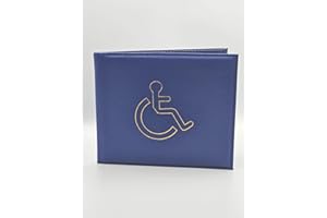 AlezyB - 1x Dark Blue Disabled Badge Holder, PU Leather Badge Wallet Protector Disabled Parking Permit Cover Holder
