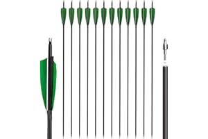 GENERIC 30 Inch Carbon Arrows - Archery Practice Hunting Arrows, 12 Arrow Shafts 500 Green Turkey Feathers for Recurve Bow Hunting Arrows