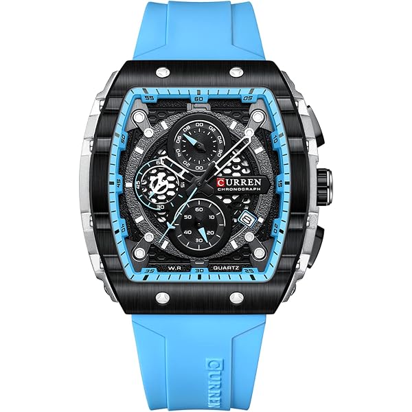 Silverora Orologio Uomo In Silicone A Forma Di Tonneau – Impermeabile 3 ATM, Movimento Al Quarzo, Calendario E Lancette Luminose – Regalo Sportivo E Di Moda