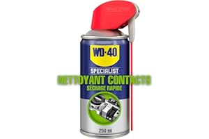 WD-40 Specialist • Nettoyant Contact • Spray Double Position • Elimine huile, dépôts gras, poussière, saleté, résidus de flux et condensation • Séchage Rapide • Non conducteur • 250 ML