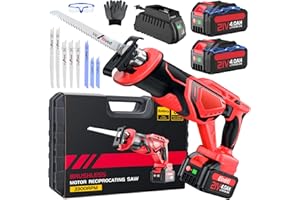 XIAZIR Sega a Gattuccio Batteria, motore brushless a bassa rumorosità da 3500 SPM, batterie ad alte prestazioni da 2 * 21V 4,0 Ah in standby prolungato, set di lame versatili in acciaio legato da 8 pezzi