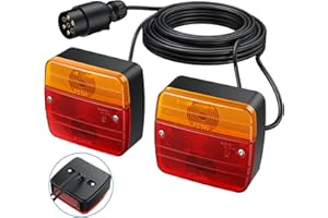 AUTOUTLET 2X Luces Traseras para Remolques, Iluminación del Remolque, con 7.5m Cable, 7 Pin Conector, Montaje de Tornillos, Luz Trasera 12V Bombillas para Camión, Remolque, Van Caravan con E-Mark