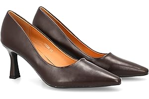 shoes&blues.es Zapato de Salon Clasico con Punta Fina y Tacon Comodo. Estampado Liso. Ideal para Mujer en Temporada de Otono Invierno.