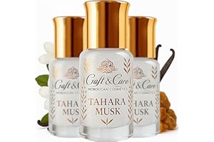 Craft & Care – Tahara Musk Perfume Árabe Hombre & Mujer | SIN ALCOHOL Extra Concentrado | Aroma Limpio de Algodón, Loto & Jazmín, Fragancia Íntima, Ideal para Layering (3 Unidades, Tahara)