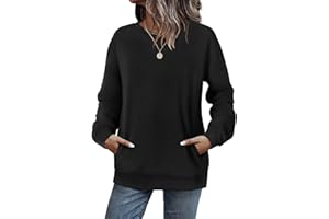 WIHOLL Sweatshirts for Women Jumpers Ladies Oversized Tops Crewneck Long Sleeve Tops with Pocket