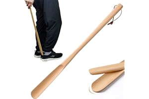 AZATEMGO Calzador de Madera Largo 70CM - Shoe Horn para Mayores y Embarazadas, Diseño Ergonómico
