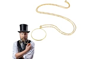 HERDEAR Gentleman's Monocle Magnifying Glass Necklace Pendant Monocle Eyeglass for Gentleman Costume Old Man Costume Accessories Fancy Dress Party Role Play, Golden Halloween