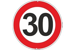‎PUBBLIMANIA Pubblimania Maximum Speed 30 km Aluminium Road Signs Round 3mm Thick Outdoor Diameter 30 (Max Speed 30km)