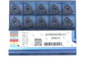 CDBP Insertos de Carburo de CNC WNMG080408 WNMG432 - mecanizado universal de acero, plaquitas de torneado -recubrimiento TiN, 10 piezas