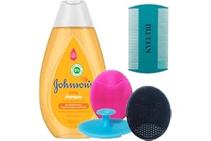 Cradle Cap Treatment for Baby Including 3 Kyeltri Silicone Cradle Cap Brushes & Fine Tooth Cradle Cap Comb Bundled with Johnson's Baby Shampoo