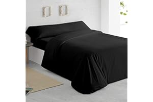 GREATOYAR Juego de Nórdica,Juego de Funda de Edredón, Set de 3 Piezas, 1 Funda Nórdica, 1 Sábana Bajera Ajustable, 1 Funda de Almohada, 100% Poliéster, Transpirable, para Cama 105cm, Negro