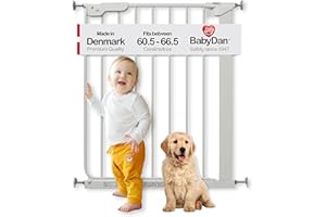 BabyDan Esbjerg, Cancelletto a pressione extra sottile, 60,5-66 cm, Cancelletto per bambini, bianco, Made in Denmark - (Cancelletto per animali/cane)