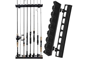 THKFISH Rutenständer Angelruten Angelrutenstände Angelrutenhalter Wand Vertikale/horizontale Angelrutenhalter für die Wandmontage B Schwarz-vertikaler Rutenständer Zur 8 Ruten