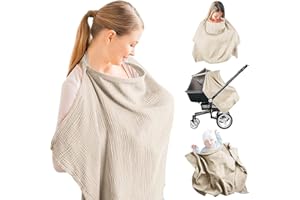 ZEPIQOR Tablier d'Allaitement, Cape Allaitement, Couverture d'Allaitement en Coton, Grande housse d'allaitement, Cape Allaitement Bébé, Voile d'Allaitement, Cache Allaitement, Écharpe Allaitement