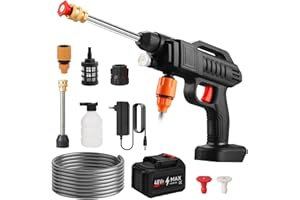 FULLUKY Limpiador de alta presión con batería, 21 V máx. 70 bar, generador de espuma de 30000 mAh, pistola de agua, limpiador de coche, terraza, ventana, césped, piscina (30.000 mAh)