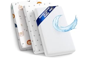 TOTSY BABY Sábanas Ajustables para Cochecito de bebé Juego de 3: 50x83 cm - 2 sábanas + 1 Protector de colchón Impermeable - Accesorios para Cuna de bebé y minicuna 50 x 83