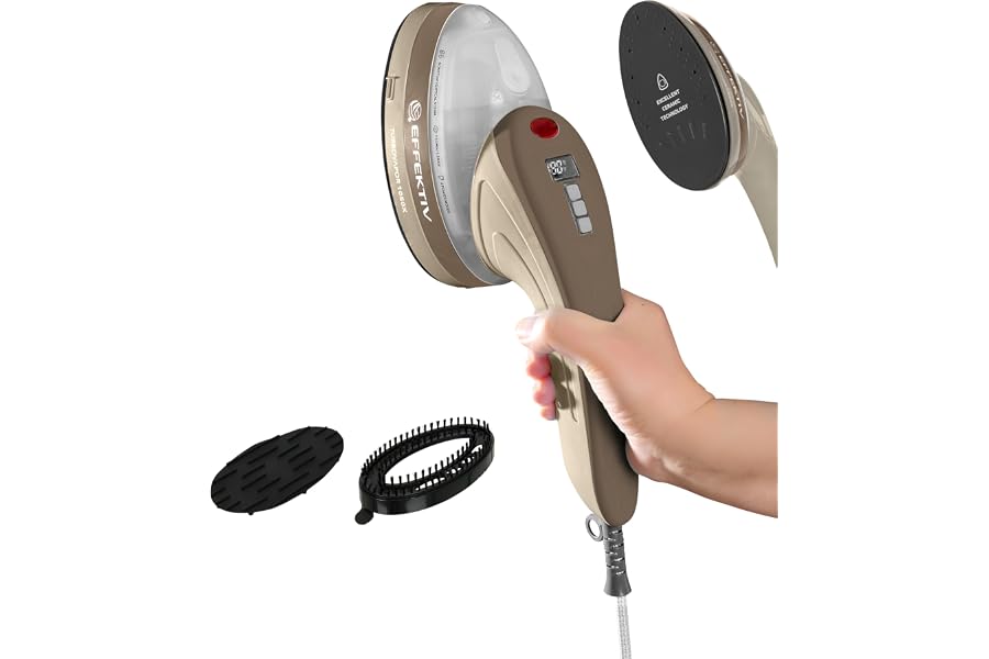 Plancha Vertical Vapor EFFEKTIV, 1800W, 3 en 1 Vapor Vertical Premium, Plancha Ropa con Suela Cerámica, Cepillo de Vapor