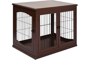 PawHut Hundekäfig für Zuhause, Hundehütte mit 2 Eingängen, Abschließbar Hundebox, Hundehaus für kleine Hunde, Braun, 58,5 x 81 x 66 cm