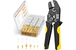 SOULEADER Crimpzange Flachsteckhülsen Set, 0.25-2.5 mm² Krimpzange mit 380 Stück Flachstecker Set, Steckverbinder Crimpzangen Tool Set, Presszange, Crimp Zange, Flachsteckhülsenzange, Crimpwerkzeug kabelschuhe
