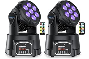 ‎BETOPPER BETOPPER Moving Head Bühnenlicht LED 7x8W DMX RGBW Professioneller Mini Moving Head Spot Beam 4 in1 Strobe Beleuchtung Effekt für DJ Disco Halloween Club Hochzeit Home Party (LM70SR, 2 Stück)