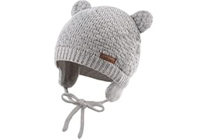 XIAOHAWANG Bambino Earflap Beanie Cappello Morbido Bambino Knit Berretti Carino Orso Neonato Bambino Ragazza Cappelli Autunno Inverno