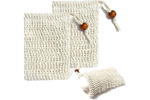 ANMOYIXIA 2 Stück Seifensäckchen Sisal Seifenbeutel, Natürliches Seifenbeutel Feste Seife Seifenbeutel Seifennetz Festes Shampoo Seifenbeutel Aufschäumen Für Bäder Massage Peeling Seifensäckchen Bio (2 Stück)