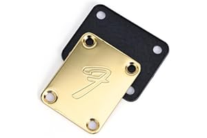 RuiJOTWAT 70s F Logo Strat/Tele 4-Bolt Gold Guitar Neck Plate Neckplate w/Screws