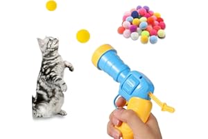 NUDFSY 101 Pcs Cat Toys for Indoor Cats, Cat Toys Interactive for Indoor Cats, Cat Accessories Cat Toy Ball Launcher with Soft Pom Pom Balls for Cats Interactive Cat Toy Playing Pet Supplies