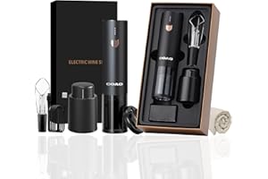 COAO Set regalo apribottiglie automatico ONE TOUCH-Deluxe Wine Opener Gift Box-Includes Electric Rechargeable Automatic Bottle Opener-Foil Cutter-Aerator-Dispenser-Preserver-Protective Bag for Trip