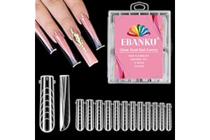 EBANKU 120 pezzi di cartine per unghie in Polygel, lunghe, trasparenti, doppie, per pedicure, riutilizzabili, per extension in Polygel, 12 misure