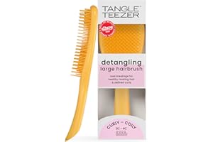 Tangle Teezer Large Naturally Curly Ultimate Detangler Hairbrush for 3C-4C Curly Coily Hair - Two-Tiered Teeth Define Curls & Reduce Frizz - Daffodil Yellow
